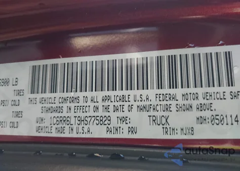 2017 Ram 1500 Big Horn 4X2 5'7 Box z USA, uszkodzony, nr VIN 1C6RR6LT9HS775829